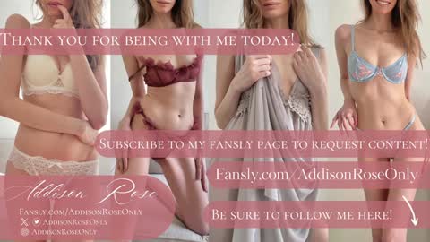 Snapshot of addieroseone chatting on January 31, 6:02 am Addison Rose I am currently away for the holiday weekend. Streams start again on 1242024. Enjoy the holiday online show from January 31, 6:02 am