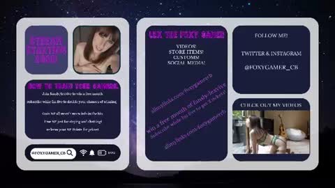 Snapshot of foxy_gamer chatting on June 12, 1:15 am Lex Vive foxygamer cb online show from June 12, 1:15 am