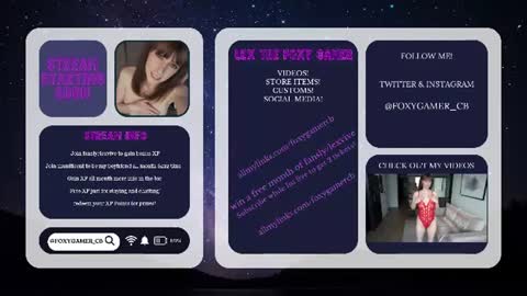 Lex Vive foxygamer cb online show from July 10, 12:59 am
