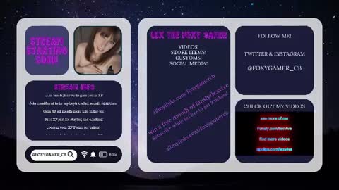 Lex Vive foxygamer cb online show from July 18, 12:59 am
