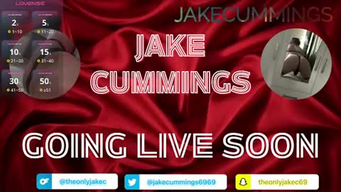 Snapshot of jakecummings69 chatting on July 14, 12:02 am Jake Cummings online show from July 14, 12:02 am