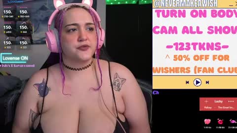 Snapshot of nevermakeawish chatting on May 2, 11:48 am Wishs Playground online show from May 2, 11:48 am