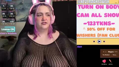 Snapshot of nevermakeawish chatting on May 27, 9:50 am Wishs Playground online show from May 27, 9:50 am
