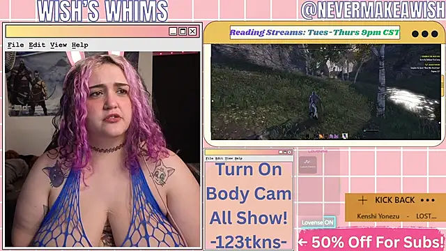 Snapshot of nevermakeawish chatting on June 3, 9:56 am nevermakeawish online show from June 3, 9:56 am